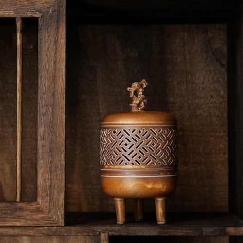 Brûleur d’encens céramique, façon bois