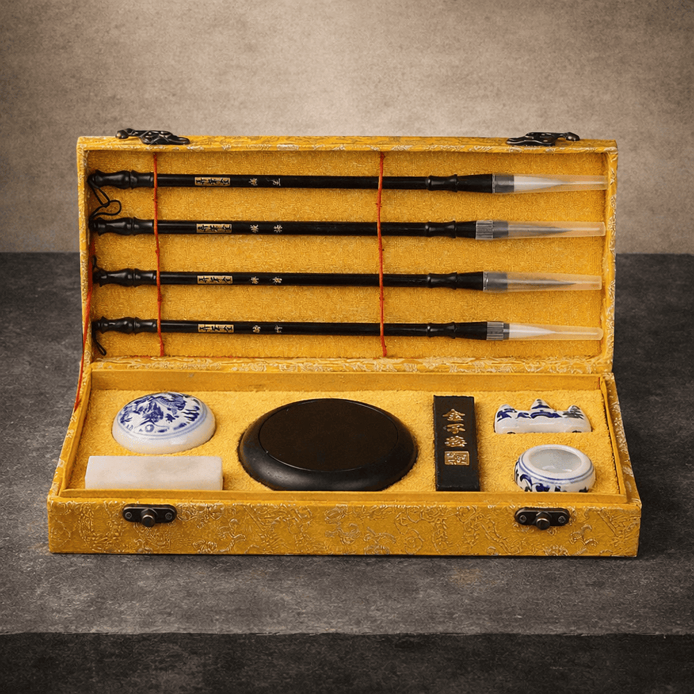 Coffret textile “Quatre Trésors du Lettré”