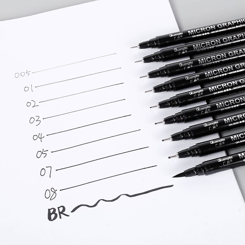 Ikane Studio Matériel d'art / Dessin / Crayon Set de 9 stylos techniques noirs