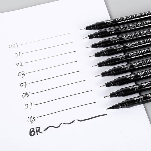 Ikane Studio Matériel d'art / Dessin / Crayon Set de 9 stylos techniques noirs
