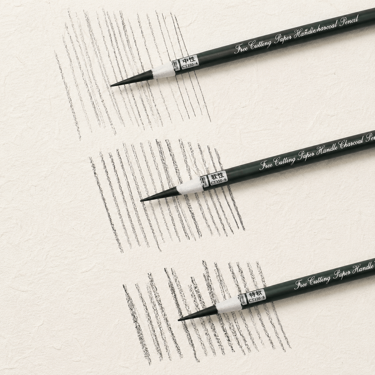 3 grades de mine sur papier
