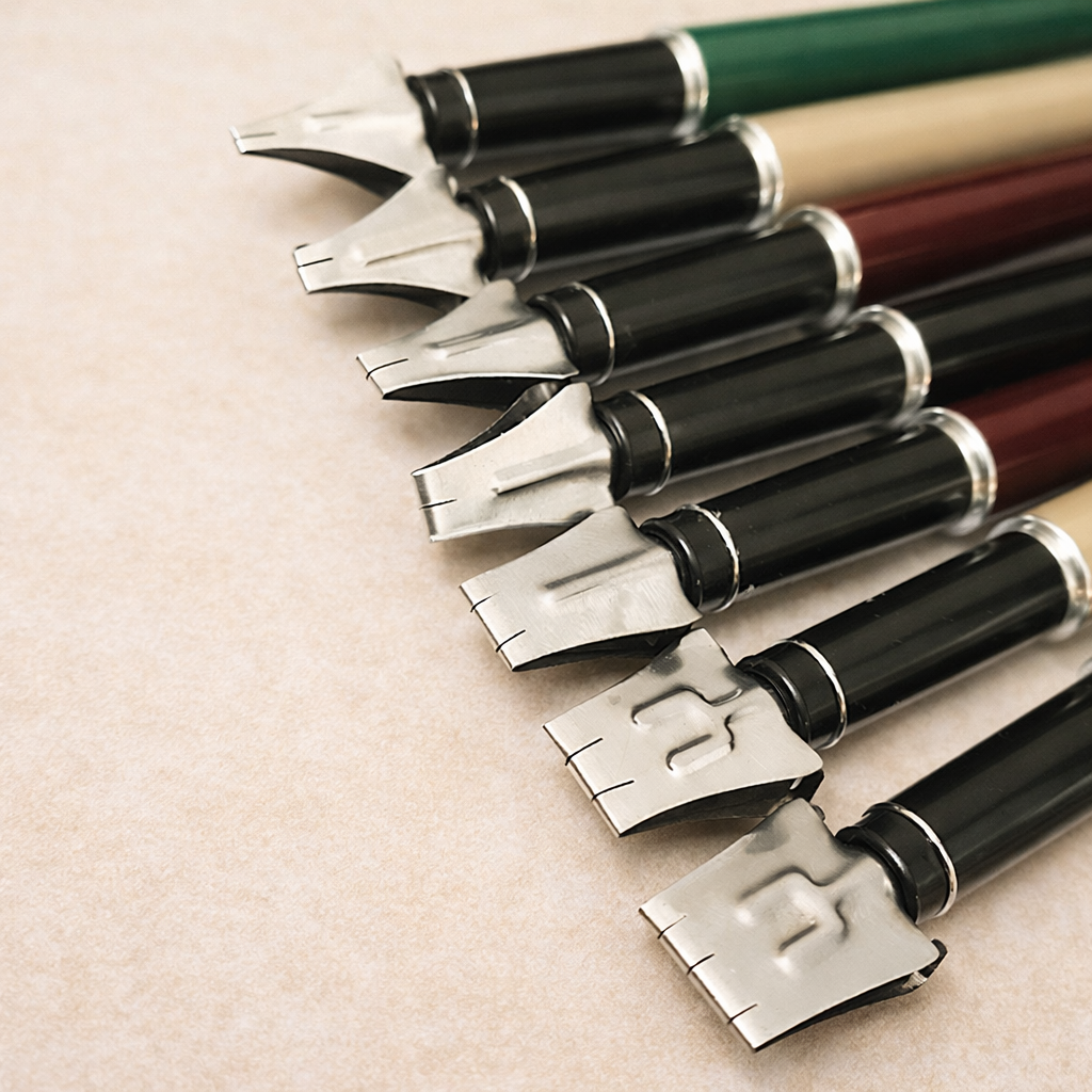 Set de 7 stylos de calligraphie à plume plate – lettering et tracé structuré