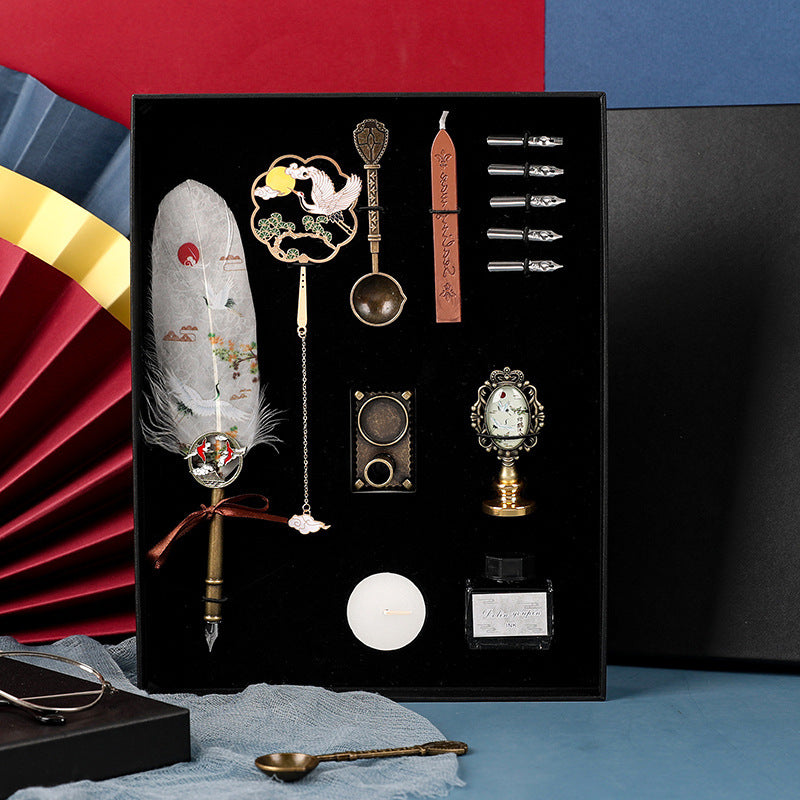 coffret complet calligraphie, plume blanche