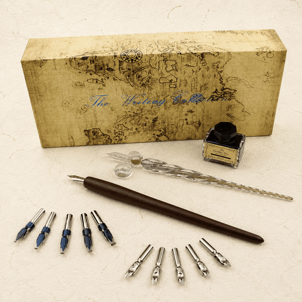 Ikane Studio Objet / Coffret / Cadeau Coffret d’écriture à l’encre plume en verre et porte-plume