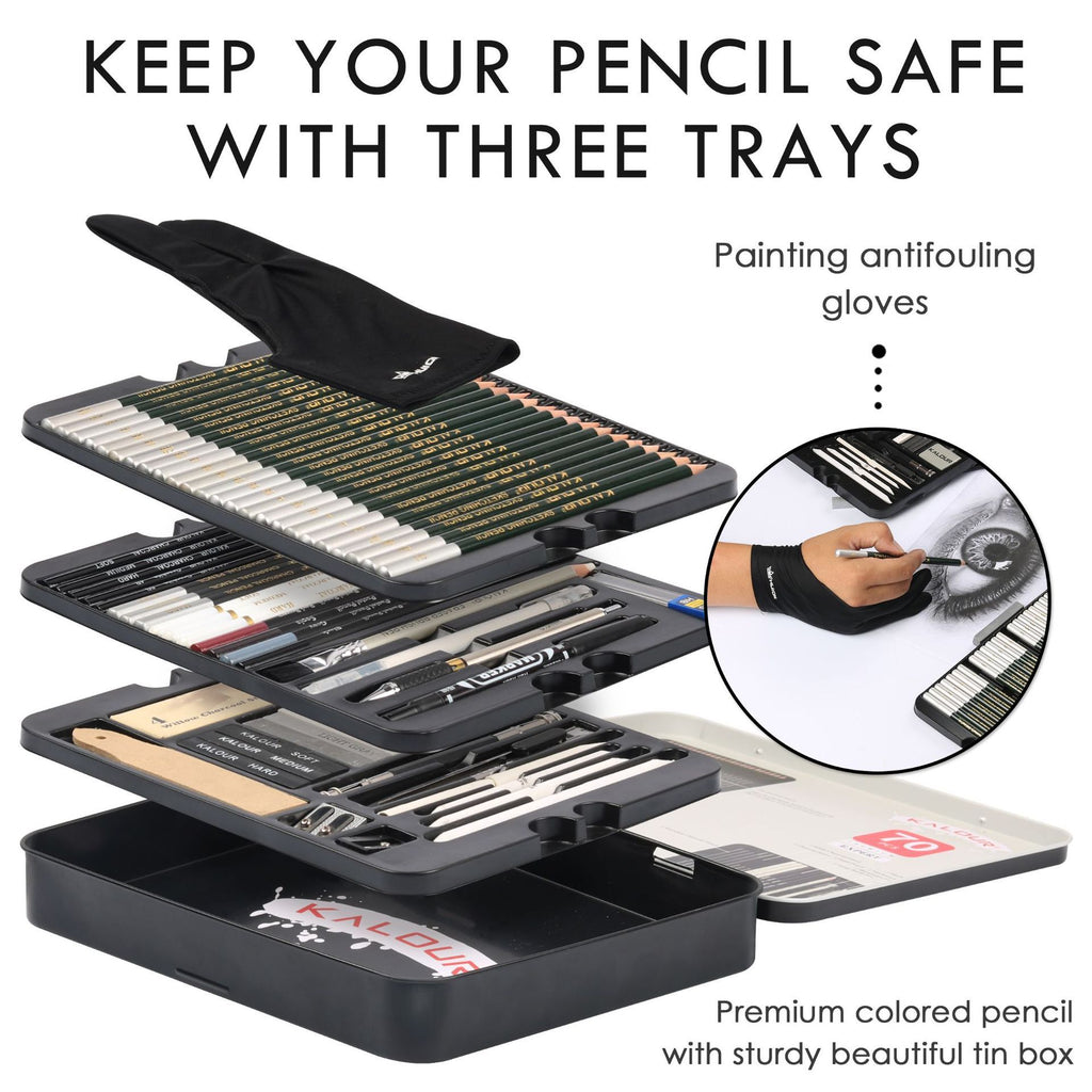 kit pour le dessin, 70 pièces