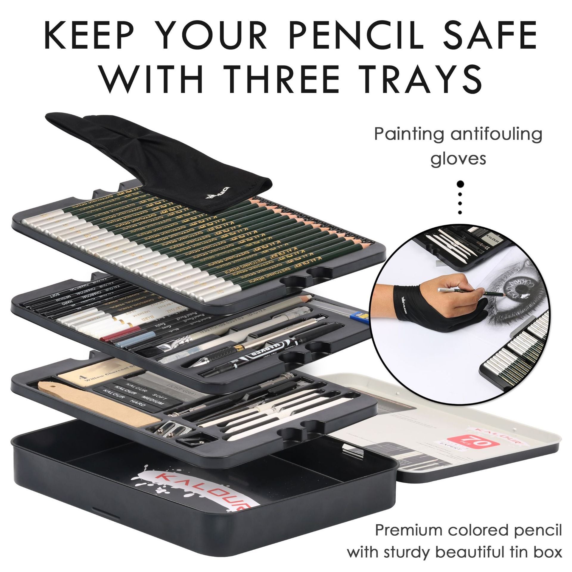 kit pour le dessin, 70 pièces