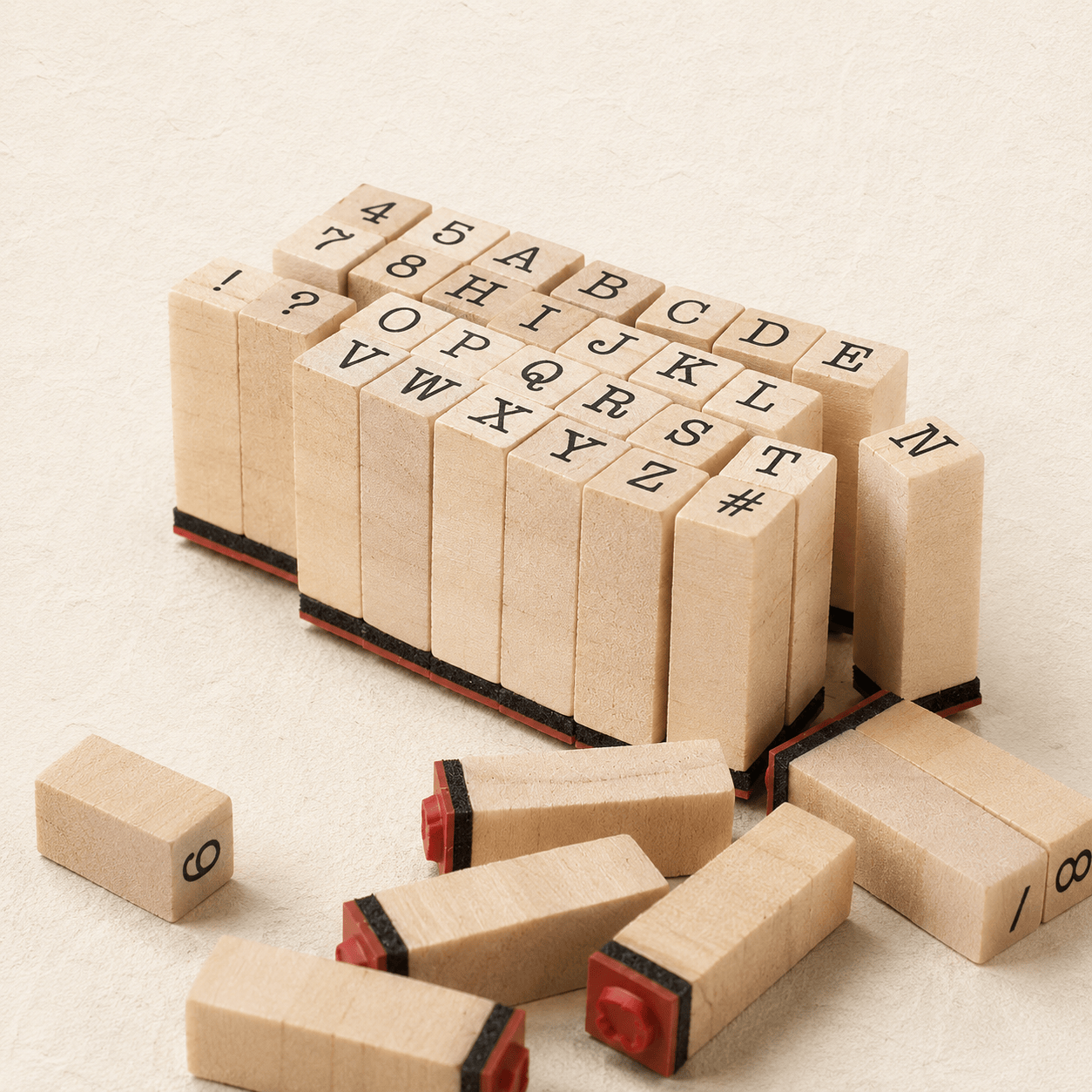 tampons en bois, imprimés